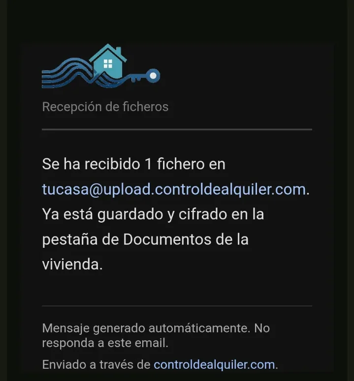 Captura del correo de recepción de un fichero